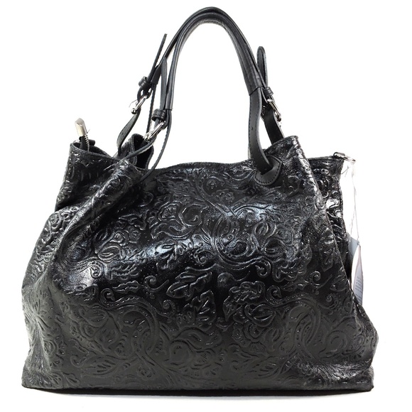 ISADORA 🇮🇹 WOMEN'S BLACK SOFT GENUINE LEATHER HANDBAG - Picture 3 of 5